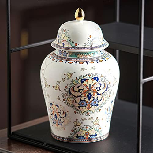 Keramički đumbir Jar Vase, moderna kineska emajla porculan jar vaza sa poklopcem, spremište čajnog tegljača, za kućni dekor, spavaća soba dnevni boravak kafe