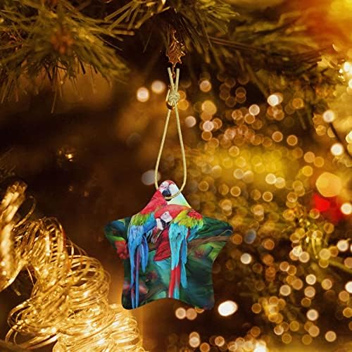 Dvije obojene papagane 2022 božićni keramički privjesak za ukrašavanje božićnog drvca