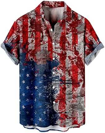 HDDK 4. srpnja Havajske košulje za mušku ljetnu patriotsku američku zastavu na plaži na plaži