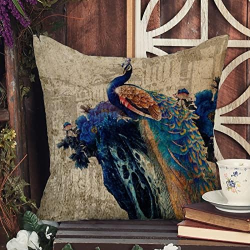 Rustikalni ljubičasti teal paun s cvijećem jastuk za jastuk vodkolor paun dekor jastučni jastuk kauč navlaka