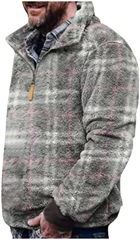 Muški džemper od flisa moda, sa džepovima dugmad Aztec džemperi pulover pulover sa patentnim zatvaračem V-izrez