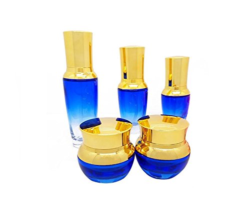 Elandy 1pcs Prazne nadoplata za punjenje plave staklene bočane bočice bočice sa zlatnim poklopcem i unutrašnjim