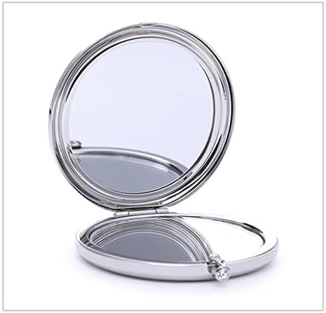 WSSBK okrugli srebrni prijenosni ogledalo za šminkanje sklopivi prijenosni dvostrani mali ogledalo djevojka
