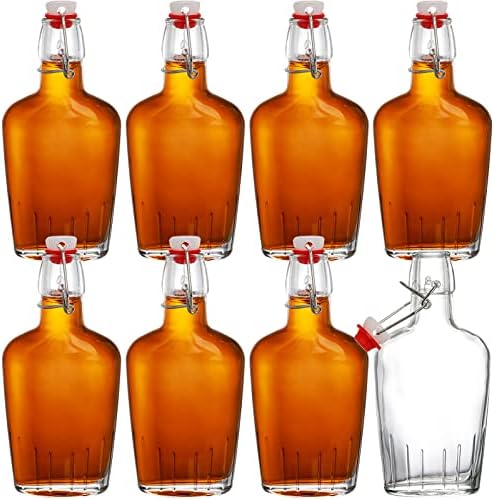 TOPZEA Set od 8 staklenih tikvica sa ljuljačkom, 8,5 Oz prozirnog stakla Hip boca za viski džepna tikvica