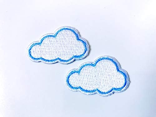 Set od 2 malenog. Mini bijeli oblak slatki logotip crtani patch vezeni šivanje željeza na zakrpa za ruksake