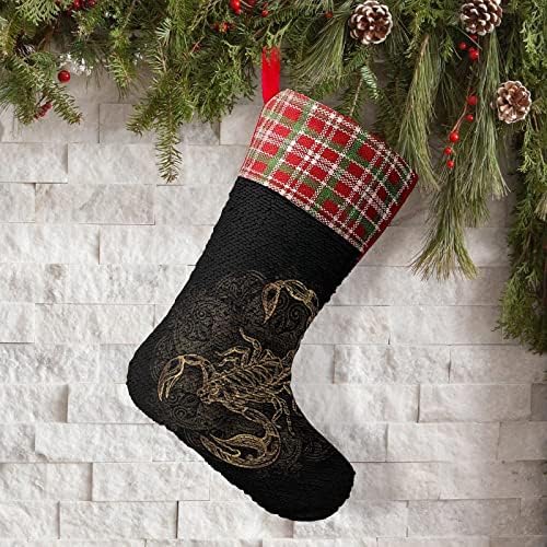 Zlatni Col Scorpio Sequin Božićne praznične čarape Reverzibilna boja Promjena čarobnih zaliha za Xmas