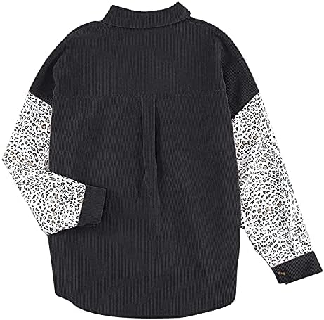 Žene Ležerne prilike dugih rukava Trendi Leopard Print sa džepnim gumbom za košulju za kaput spustite rever Comfy