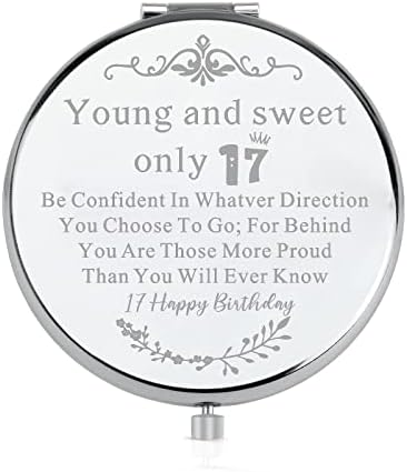 LQRI Sweet 17 pokloni kompaktno ogledalo za 17. rođendan sedamnaest rođendanskih poklona slatko