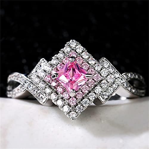 Prsten nakit Ženski cirkon poklon ružičasti kreativni dijamantni prsten Vintage Womens Prstens