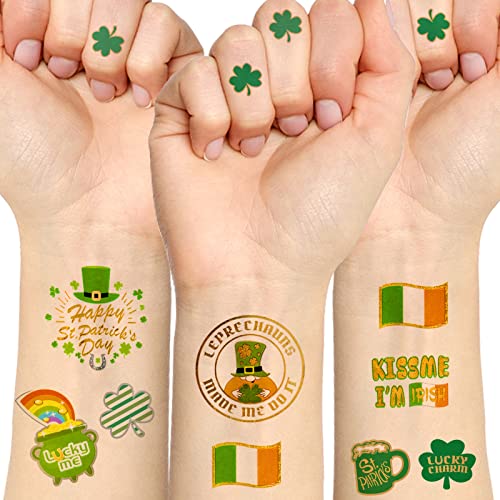 St Patricks Dan Privremene tetovaže Shamrock Glitter Tattoos Decor Decor Poljubi me Ja sam irska zabava