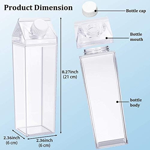 Fvebzem 500ml / 17oz mlijeko za boce za vodu Plastična kutija za višekratnu plastičnu mlijeku BPA
