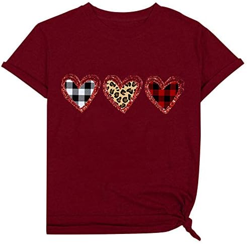 Ženska moda Valentine Ispis O-izrez Kratka majica Labava bluza Top košulja za žene za žene