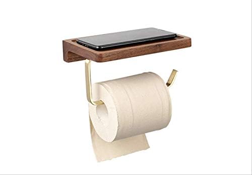 MAEVEN toaletni držač za toaletni papir Držač od punog drveta crnog oraha mesinganog papirnatih ručnika NO bušilica
