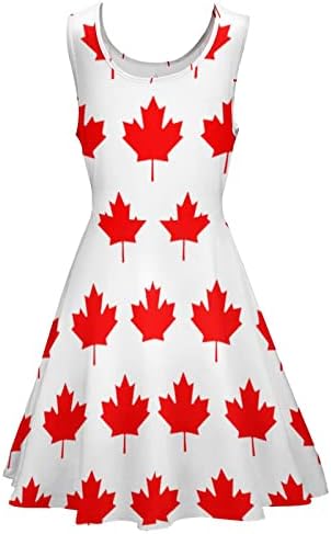 Kanadska Zastava Javor Ženska haljina sa Ruffle Hem bez rukava okruglog vrata ljetna boho haljina
