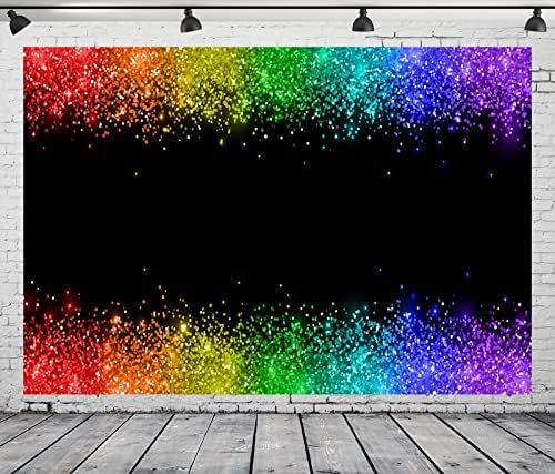 BELECO 10x8ft tkanina Rainbow Glitter Backdrop Colorful Sparkles Particles crna pozadina apstraktna