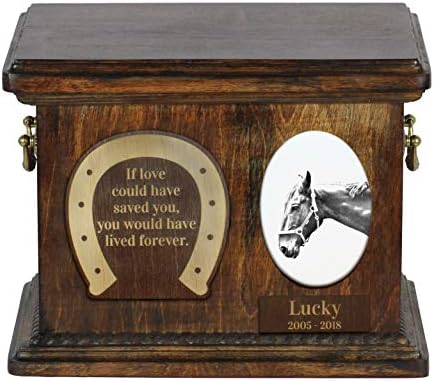 Hanoverska, urna za spomenik konjskog pepela sa keramičkom pločom i rečenicom-ArtDog personalizovano