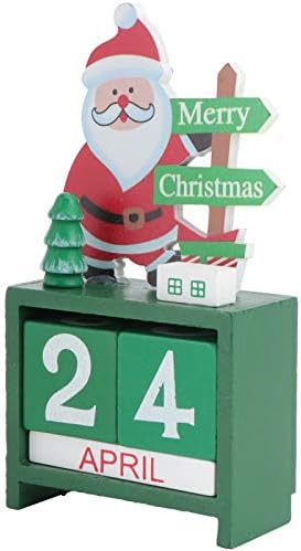 Amosfun Božić drveni kalendar ukrasni kalendar u stilu starog čovjeka dodatna oprema za stol šik roman za dekoracije