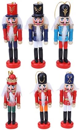 NUOBESTY marioneta 6kom drveni Orašar vojnik figurice Božić odmor Škotski vojnik sa nizom Božić Ornament