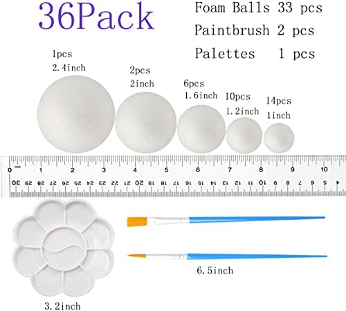 36 paketa zanatskih pjenastih loptica različitih veličina, pjenastih loptica za umjetnost i
