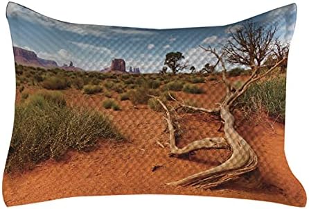 Ambesonne pejzažni quild topcover, Canyon Life Tribal Park Desert Monument Valley Scenery Oblačno nebo i redrocke,
