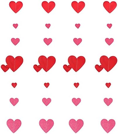 Bestoyard 1 set Valentines Dan Heart Baner Crveno svjetlucanje Srčane ukrase za mladensku tuš godišnjicu