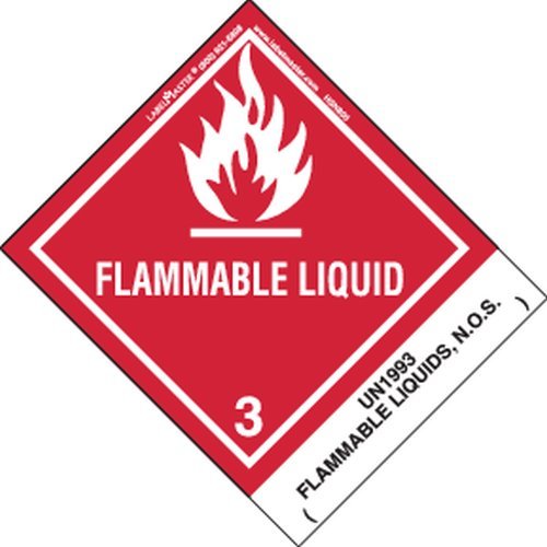 Labelmaster HSN8000 oznaka zapaljive tečnosti, UN1993 zapaljiva tečnost N. O. S, papir, Hazmat, 4.75 x 4