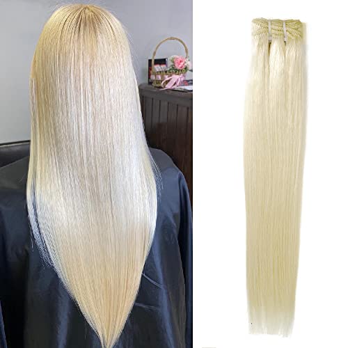 Platinum Blonde Weft Hair Extensions Human Hair 22 Inch100g 60 Blonde Sew In Hair Extensions Real Human Hair