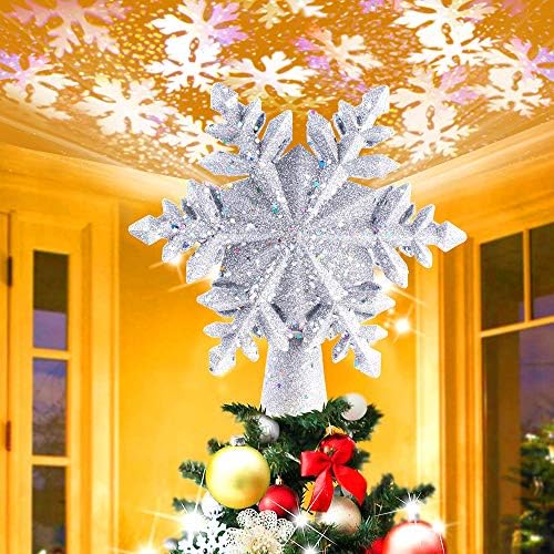 Božićna stabla se osvijetljena, Xmas stablo sa LED snježnim projektorom, zvjezdanim stablom od 3D šuplje