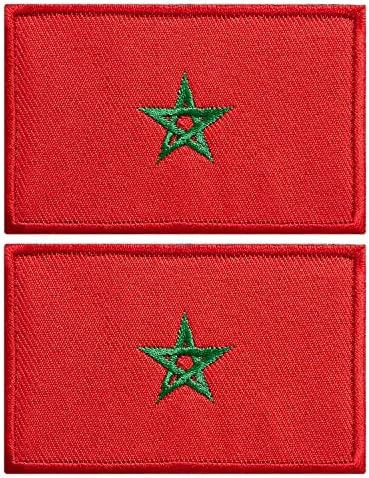 Stidsds 2 Pack Maroko Zastava zastava Maroko zastava vezene zakrpe Marokanske zastave Zastave Vojna taktička