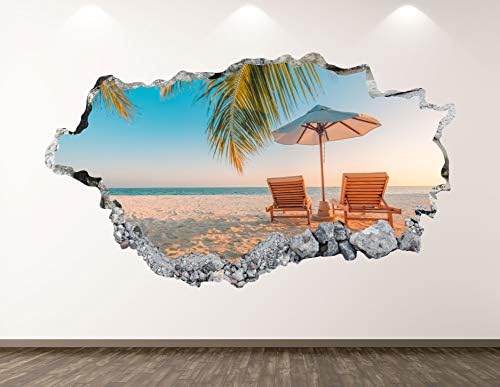 West Mountain Beach View zidne naljepnice Umjetnički dekor 3D razbijeni okean naljepnica Poster Dječja soba