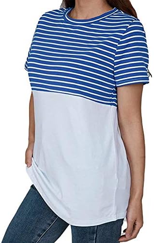 Stripe majica s majicama s majicama labavi modni vrhovi kratkih ležernih ženskih ženskih ženskih bluza