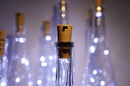LoveNite svjetla za boce vina s plutom, 15 paketa na baterije 10 LED oblika plute Srebrna