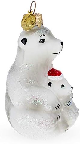 Majka medvjed sa Cub staklo Božić ukras