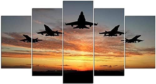 HAOSHUNDA 5 panel Canvas Prints F-18 formacija u sumrak na Sunset Wall Art Military Airplane