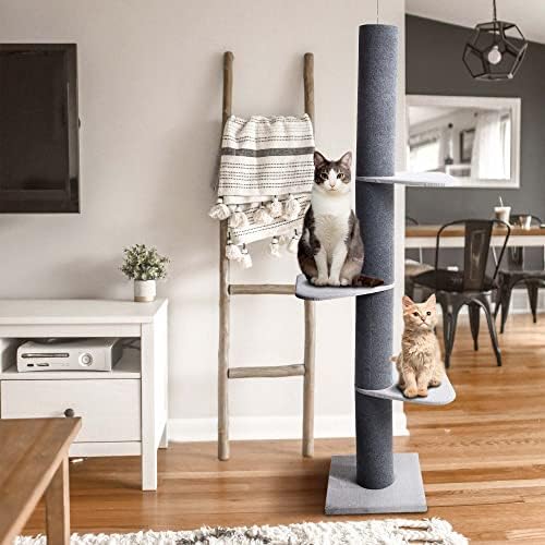 Max & amp; Marlow moderno troslojno mačje Drvo | podesivo, od poda do plafona, višeslojni mačji toranj | odlično