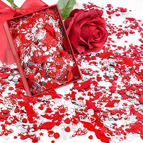 3000 komada crveno srebrna srčana konfeta, Valentinovo godišnjica vjenčanica Party Stol Scitter Confetti