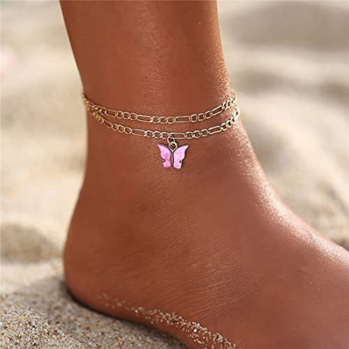 Tayel Boho Butterfly Anklets zlatne narukvice za gležnjeve ljetni nakit za stopala na plaži podesiv za žene