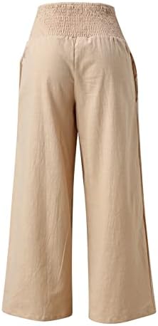 Xiloccer Žene pokloni Pamučne labave pantalone Elastične bend široke hlače Čvrste hlače Ležerne ženske pantalone