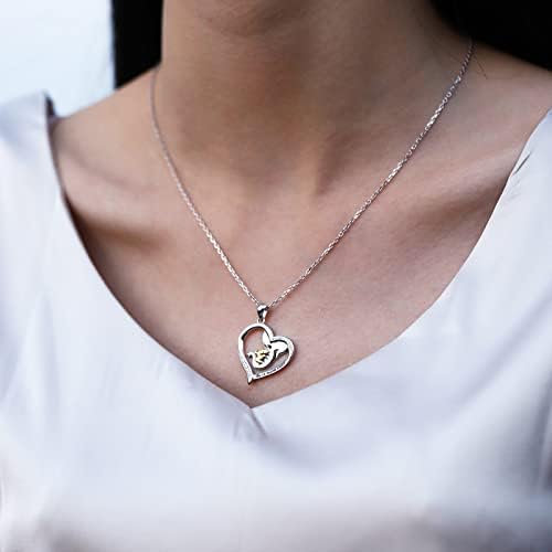 925-Sterling-Silver mama i kćer kornjača ogrlica-morska kornjača ogrlica Love Heart privjesak