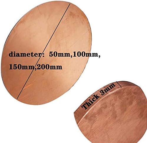 Metalna bakarna folija bakar okrugla ploča lim metalna ploča Debljina materijala 3mm-Prečnik 100mm Mesingana