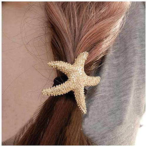 Yheakne Starfish hair Tie Scrunchies najlonski prsten elastična traka za kosu crni konopac
