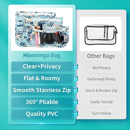 HIONXMGA TSA odobrena toaletna torba, Set od 3 prozirne putne toaletne torbe Quart veličina Patentni zatvarač