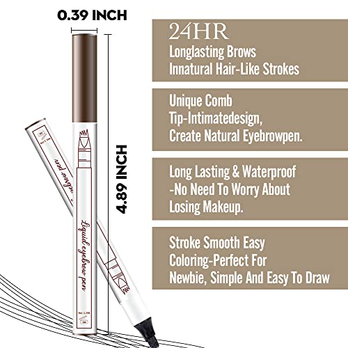 2 Kom / Set 3D olovka za obrve mikroblading olovka za obrve-šminka za oči Micro 4 tačka olovka za obrve Lift & amp; Snatch kompleti za olovku za obrve sa 3 šablona za obrve dugotrajna vodootporna prirodna kosa obrva