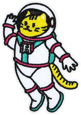 JPT - Mačka koja nosi svemirsko odijelo Slatko crtani izvezeni aplicirani šank / šivanje na patch-u