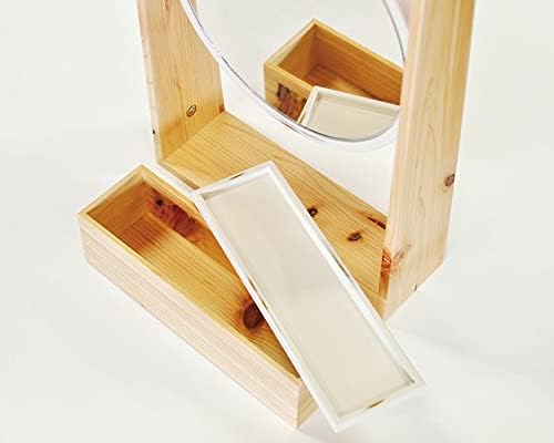 Ippinka stolno rotirajuće ogledalo za 360 stepeni sa drvenim okvirom - sa pregradom koji se može skinuti -