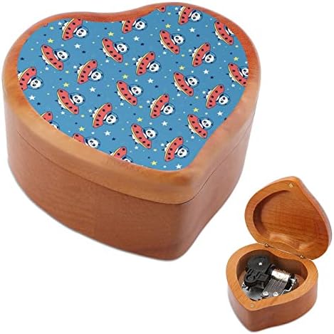 Slatka panda i svemirska drvena muzička kutija glazbeni kutije za box kutije za poklon