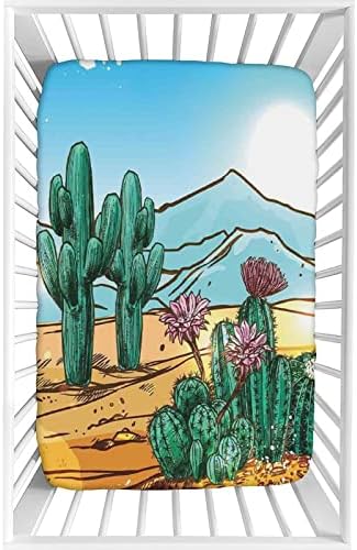 Dekorativni list krevetića, kaktus dekor Microfiber Silky mekani madrac madrac ugrađen, 28 x 52 x 8 ,