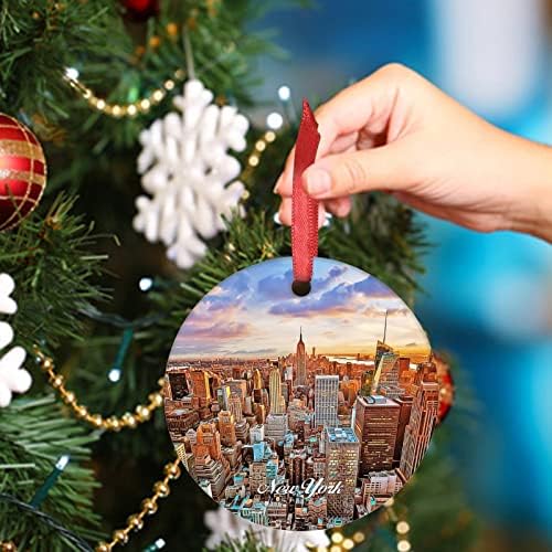 New York Downtown Cityscape Božićni ukrasi 2022 New York USA putni suvenir viseći ukrasi za božićna stabla