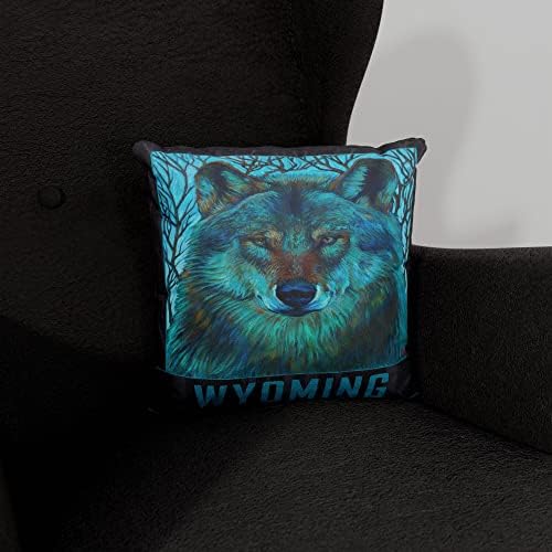 Wyoming Winter Wolf Canvas Throw jastuk za kauč ili kauč kod kuće & ured iz ulja slika umjetnika Kari Lehr 18
