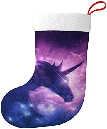 Austenstern Božićne čarape Unicorn Galaxy Nebula oblak Dvostrani kamin Viseći čarape